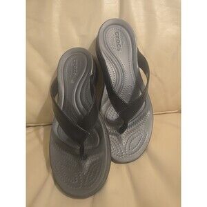 Crocs Women's Capri V Thong Flip Flops Black, Size 9